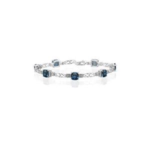 0.01 Cts Diamond & 7.12 Cts London Blue Topaz Bracelet in 14K White Gold