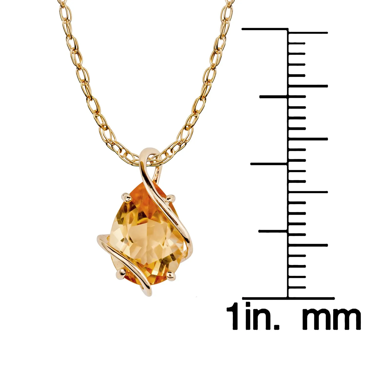10k Yellow Gold Genuine Pear-shape Citrine Teardrop Pendant Necklace