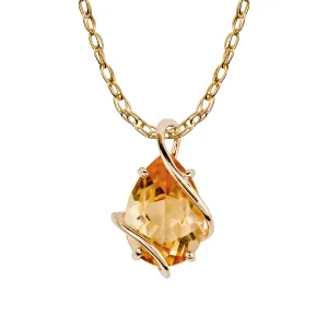 10k Yellow Gold Genuine Pear-shape Citrine Teardrop Pendant Necklace