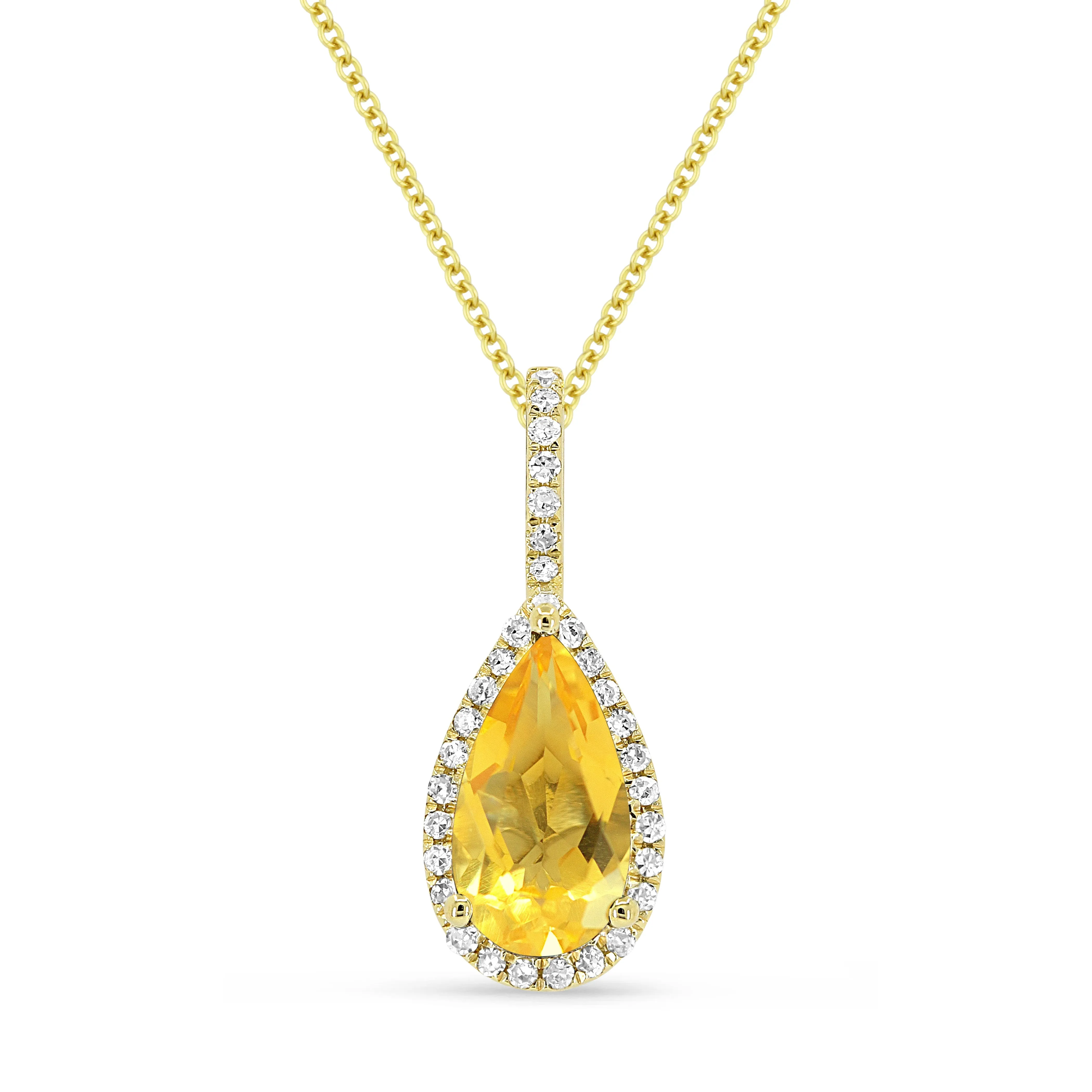 1.15Ct Citrine 16"pendant Necklace In 14K Yellow Gold