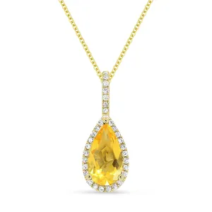 1.15Ct Citrine 16"pendant Necklace In 14K Yellow Gold