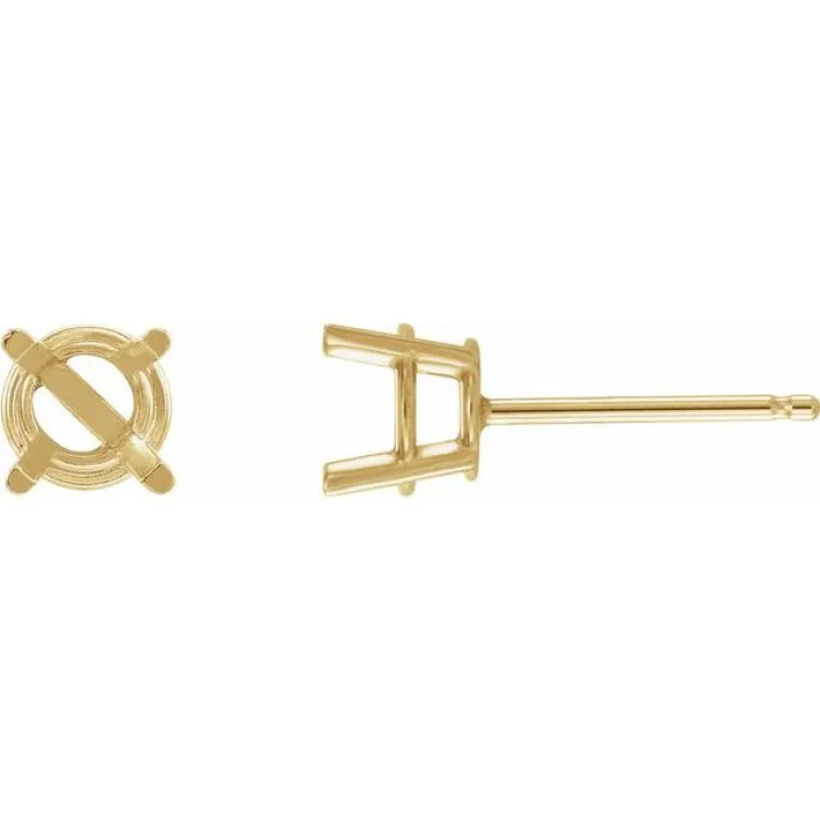 14K Yellow 5 mm Natural Aquamarine Stud Earrings