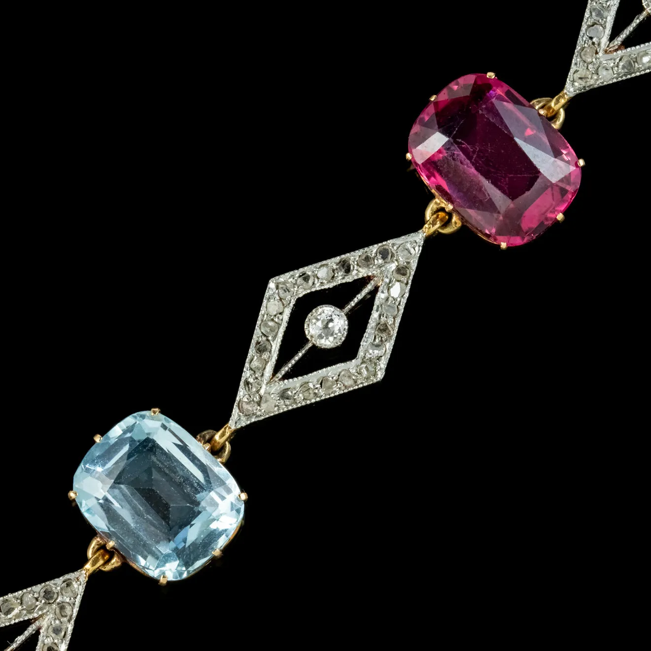 Antique Edwardian French Gemstone Bracelet 18Ct Gold With Cert