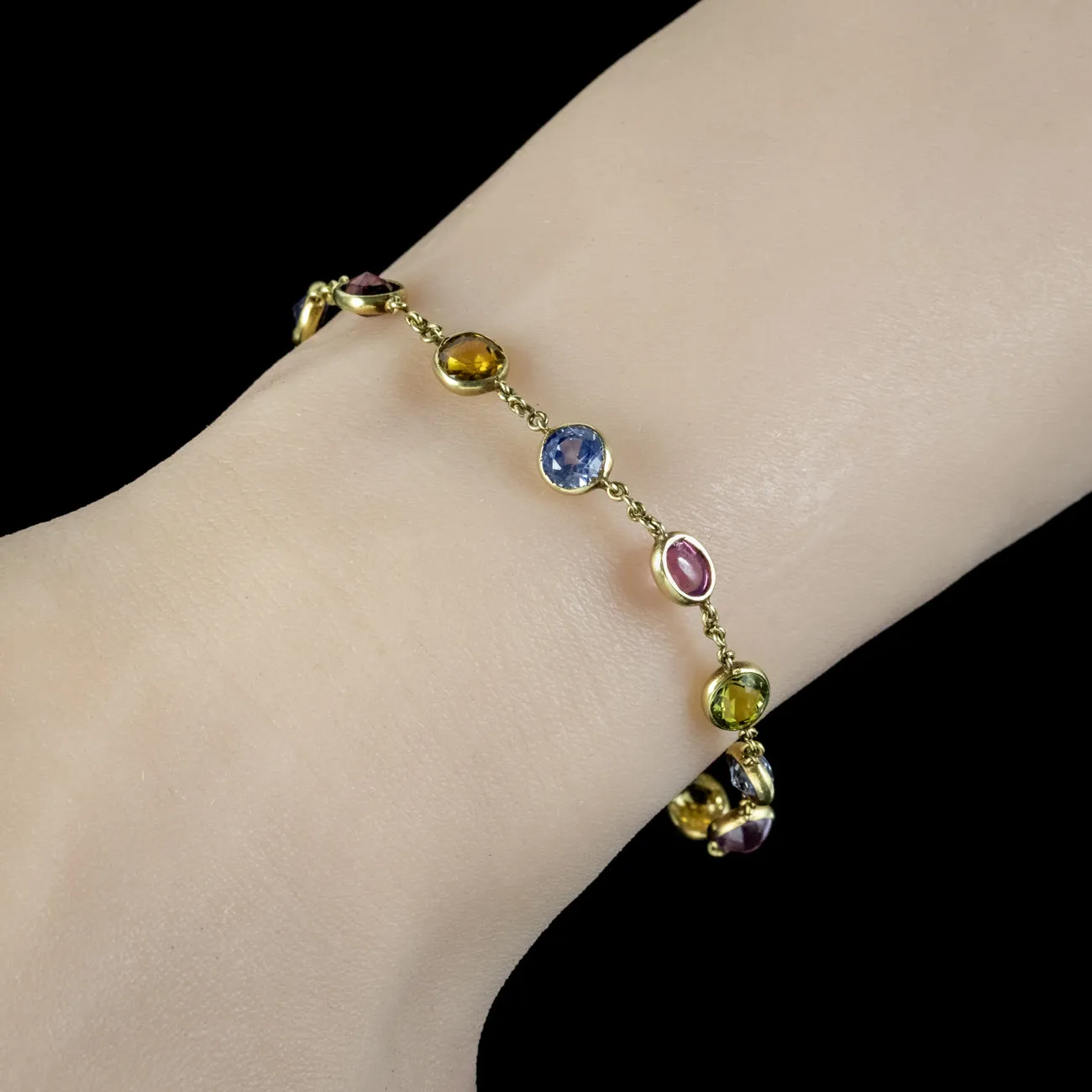 ANTIQUE VICTORIAN GEMSTONE BRACELET 18CT GOLD CIRCA 1900