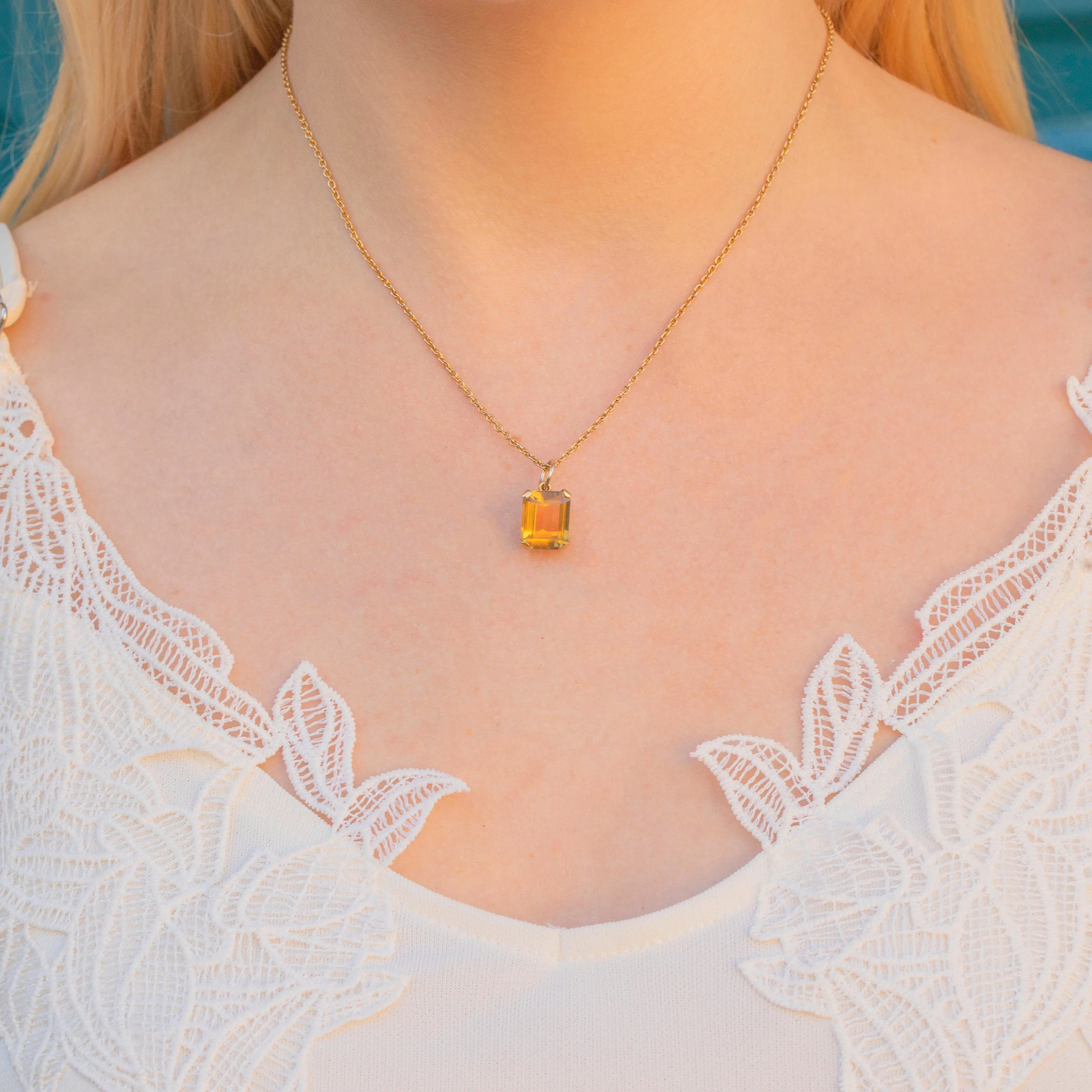 Art Deco 14ct Gold Citrine Charm, 4.00ct