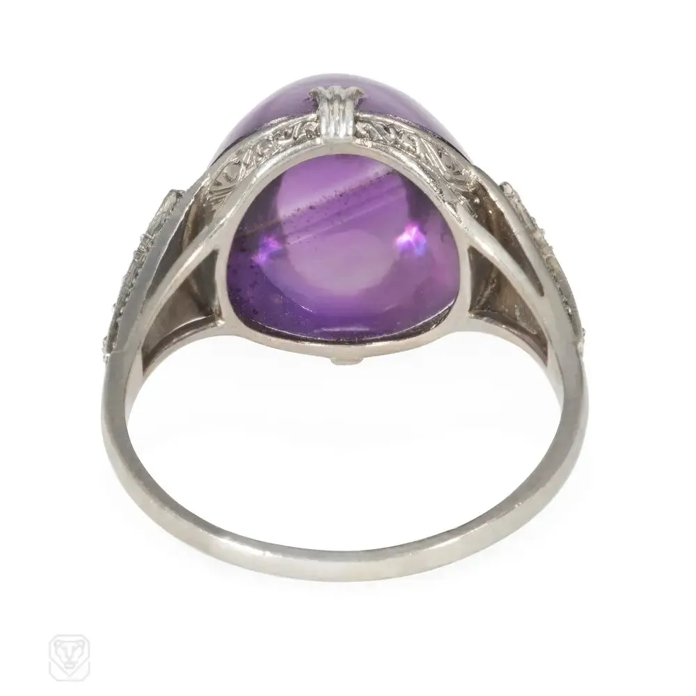 Art Deco sugarloaf amethyst ring