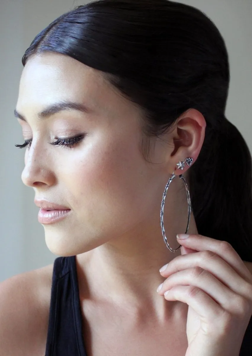 Bamboo Hoops in Silver