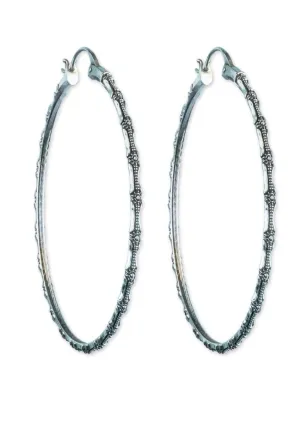 Bamboo Hoops in Silver