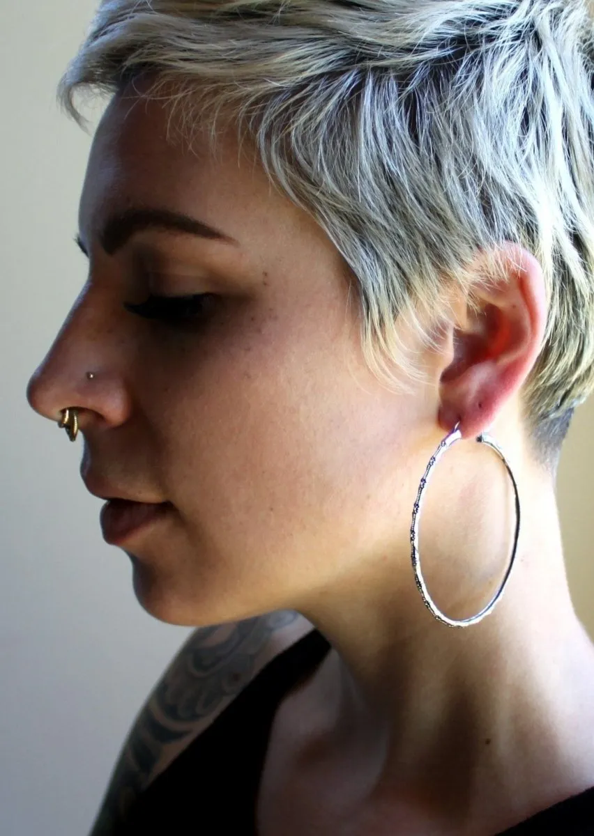 Bamboo Hoops in Silver
