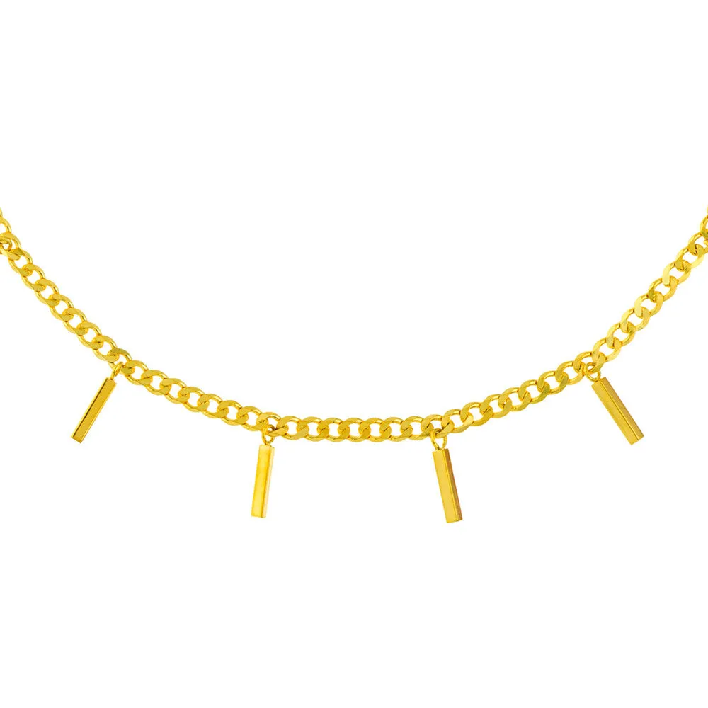 Bar Dangles on Open Curb Chain Anklet
