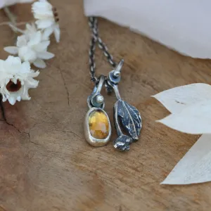 Brittlebush bloom and Citrine Wildflower Wanderings Sterling silver necklace