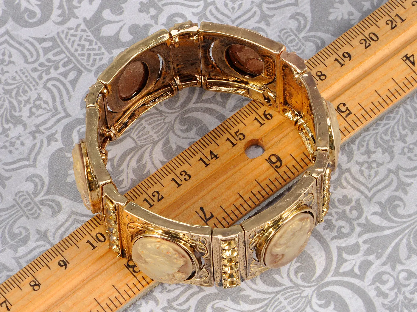 Cameo Lady Antique Topaz Cuff Bangle Bracelet