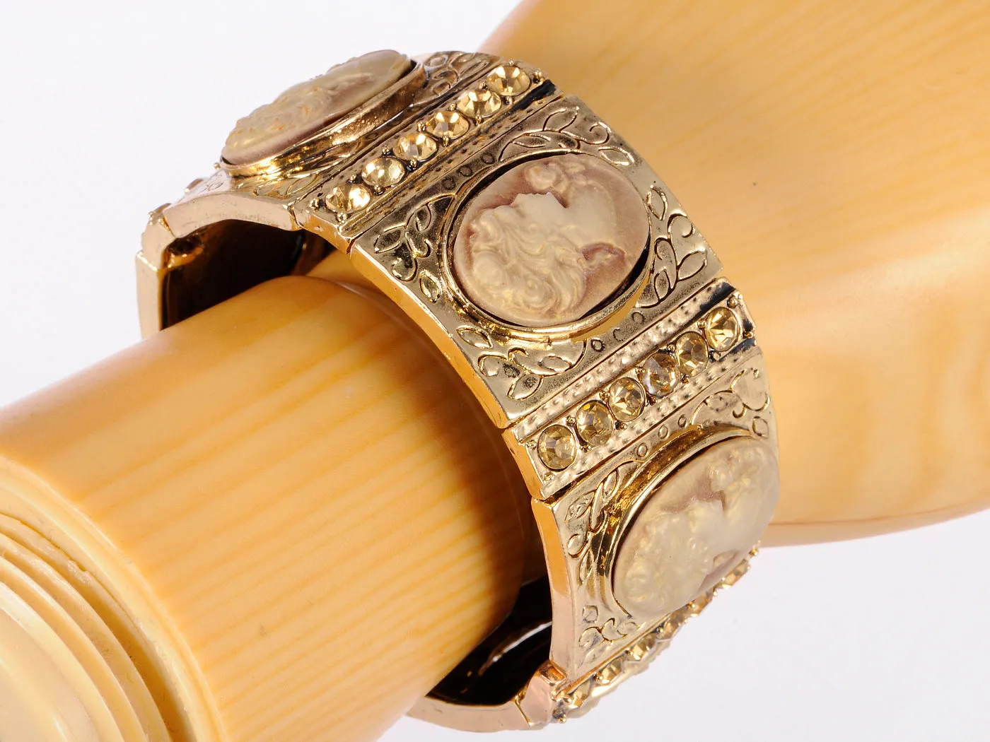 Cameo Lady Antique Topaz Cuff Bangle Bracelet