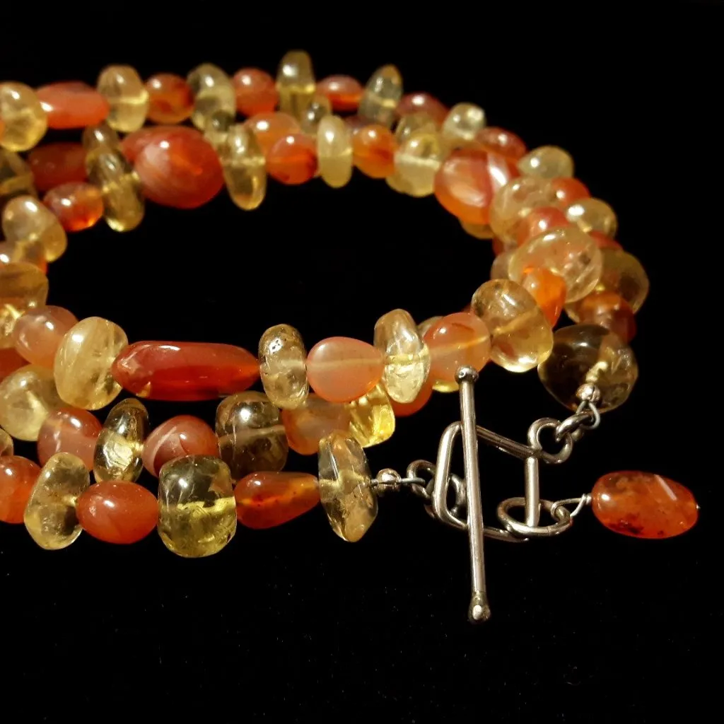 Carnelian & Citrine, Silver Necklace
