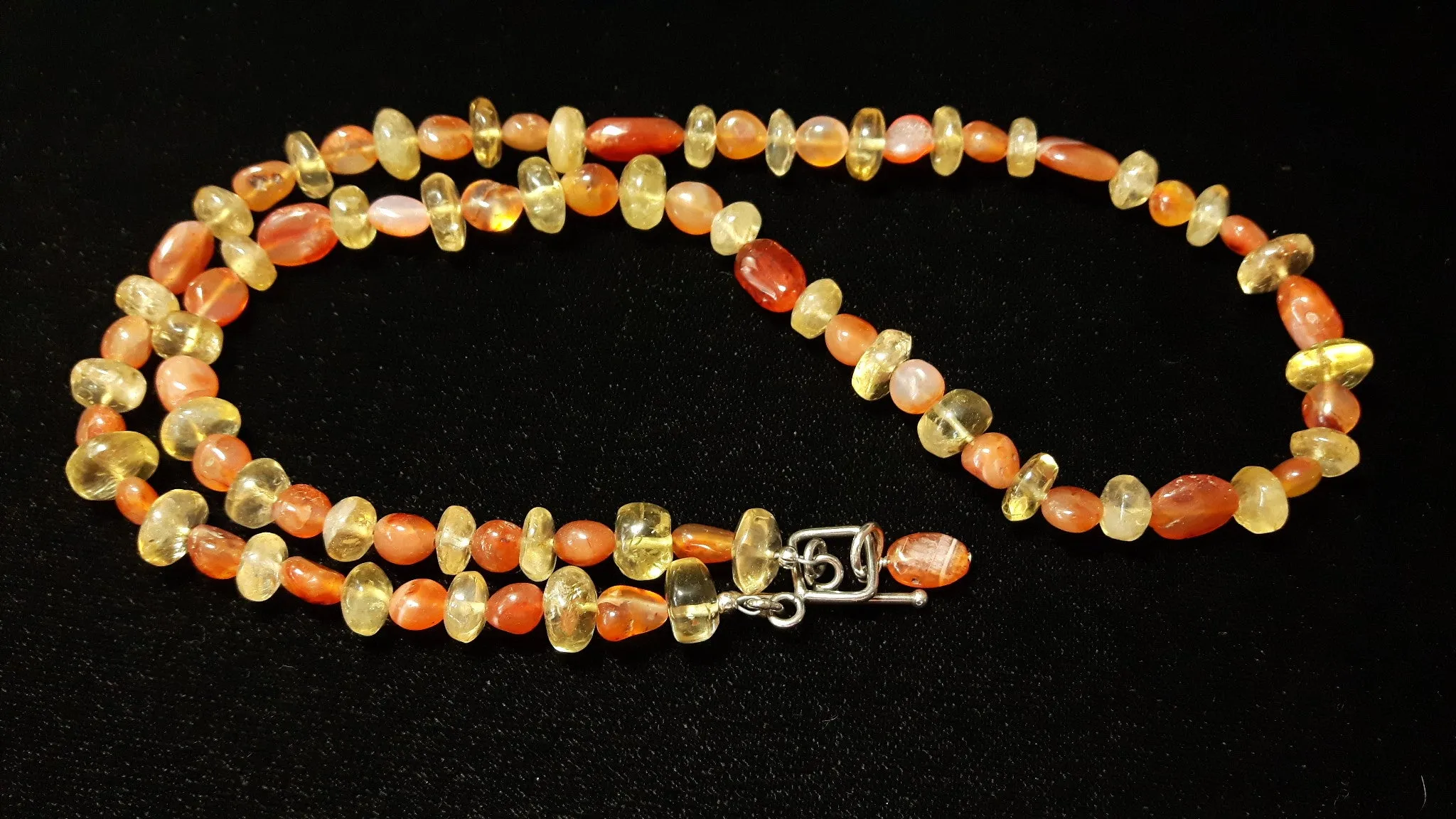 Carnelian & Citrine, Silver Necklace