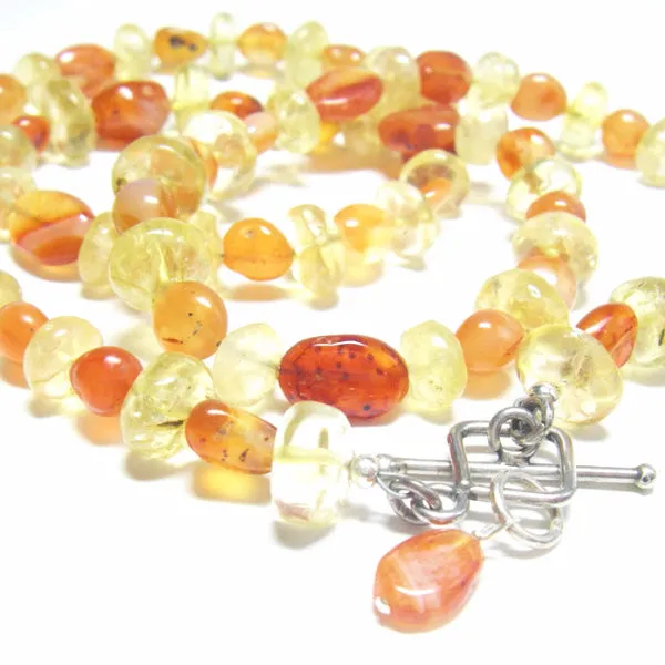 Carnelian & Citrine, Silver Necklace