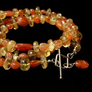 Carnelian & Citrine, Silver Necklace