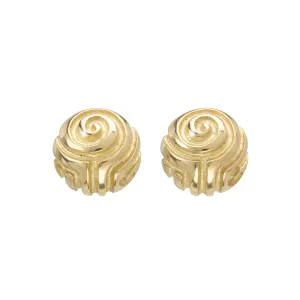 Carved Button Earrings