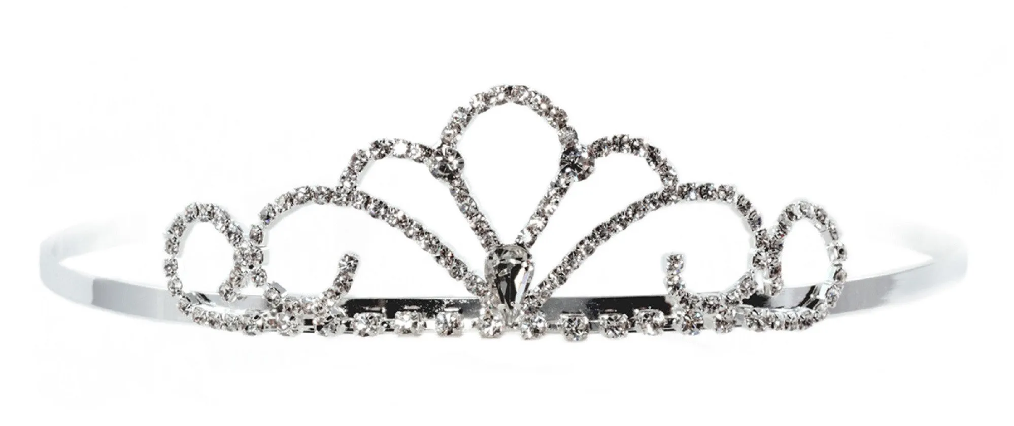 Cascading Swirl Princess Tiara with Rhinestone Gems - 6 units