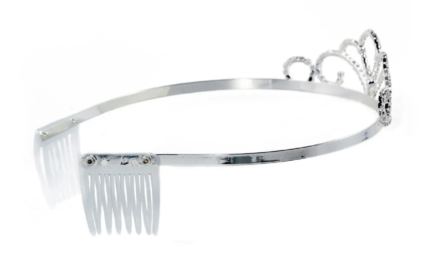 Cascading Swirl Princess Tiara with Rhinestone Gems - 6 units