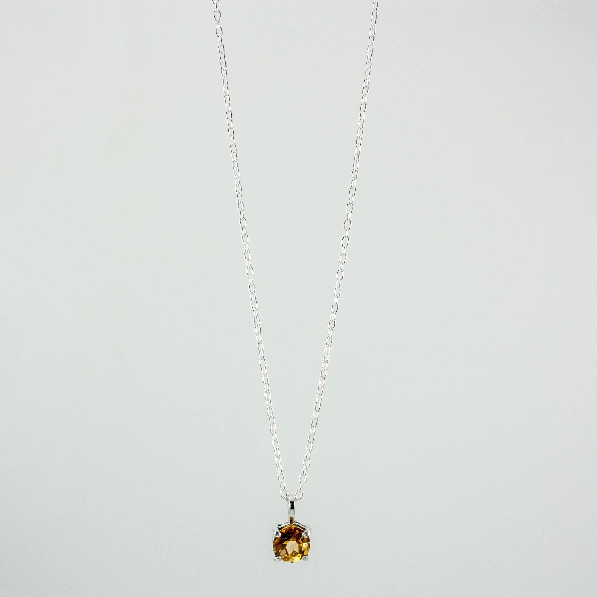 Citrine Basket Pendant Necklace - Sterling Silver, 18" or 20" Lengths