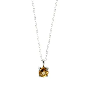 Citrine Basket Pendant Necklace - Sterling Silver, 18" or 20" Lengths