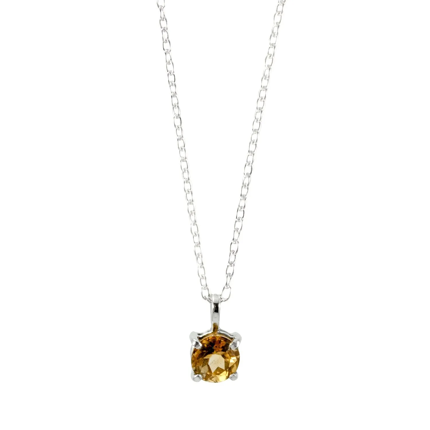 Citrine Basket Pendant Necklace - Sterling Silver, 18" or 20" Lengths
