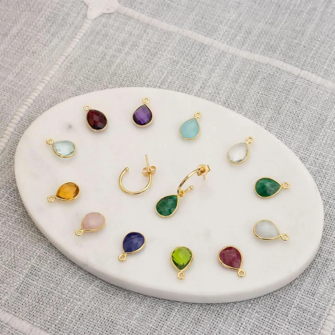 Citrine Drop Hoop Earrings | Silver - November