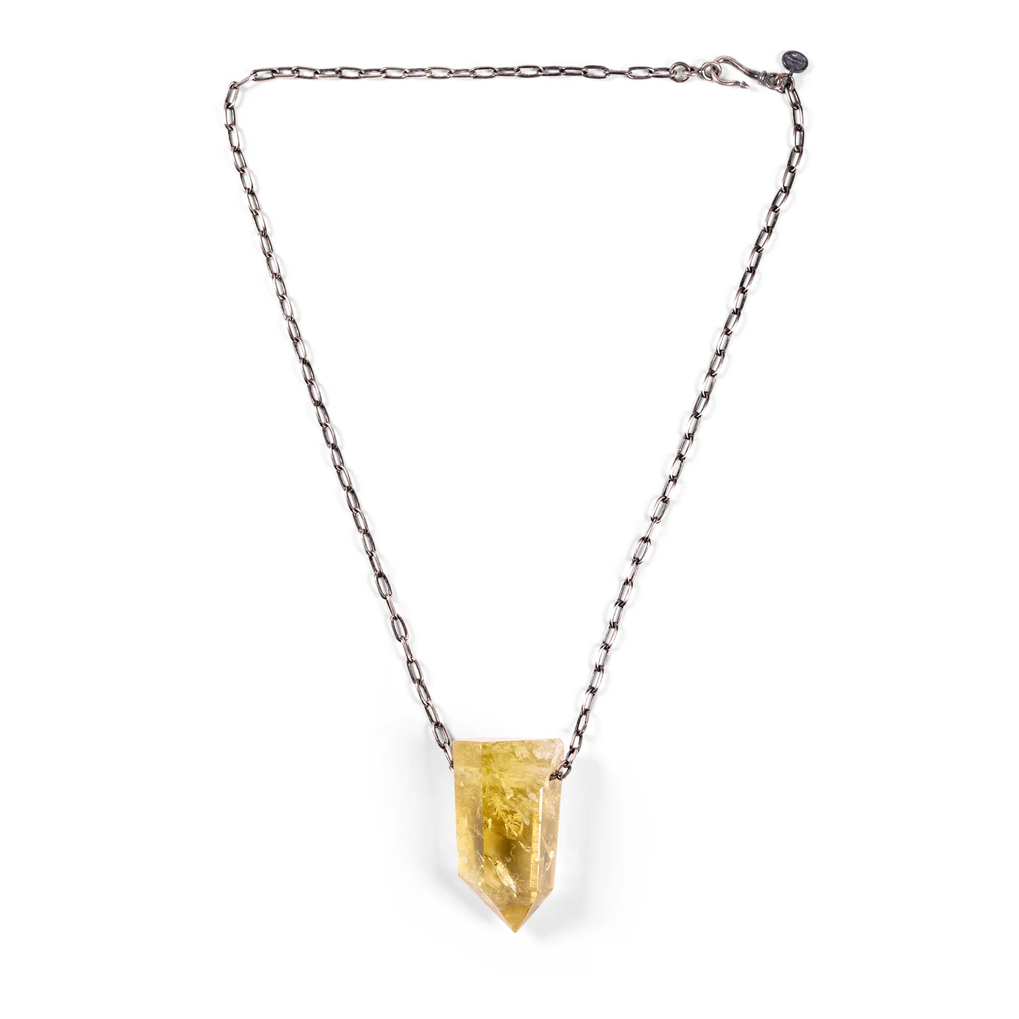 Citrine Quartz Necklace On Silver Chain - Small