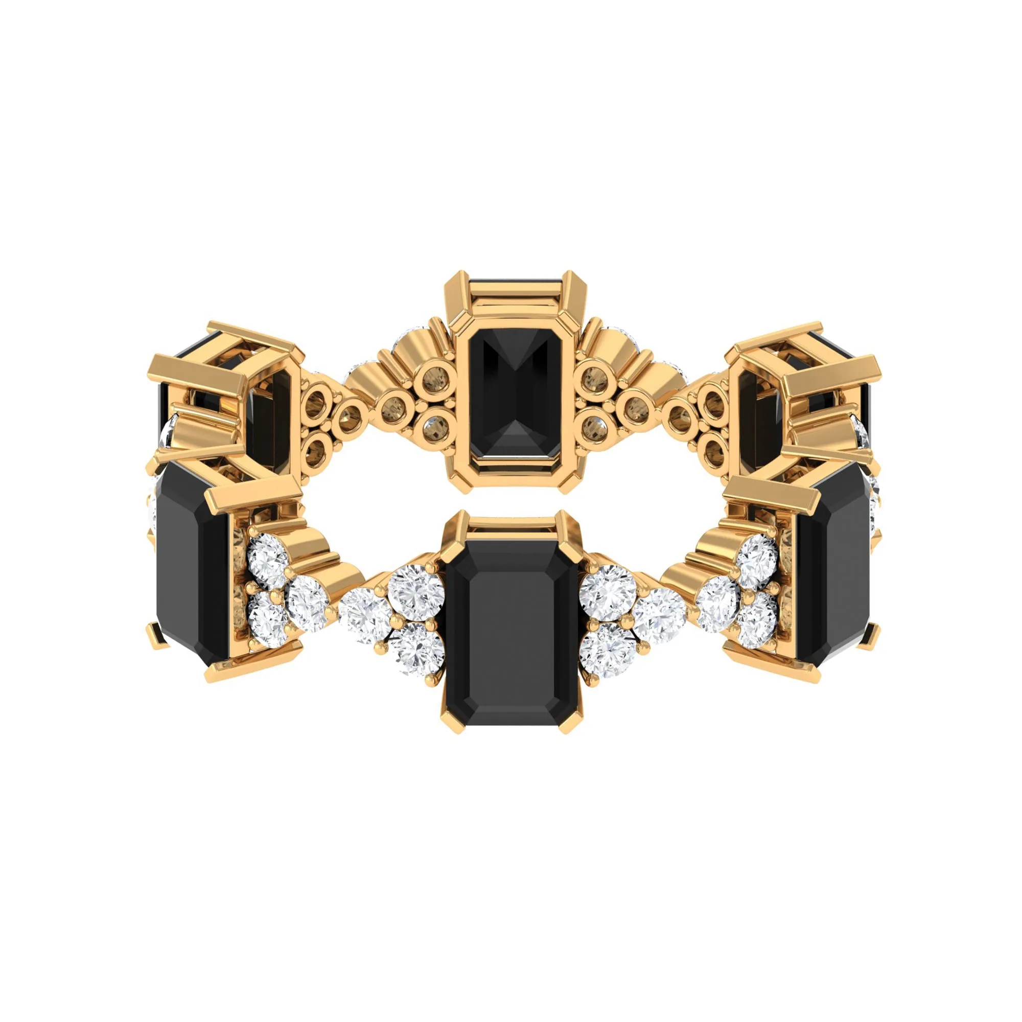 Designer Black Onyx and Moissanite Eternity Ring