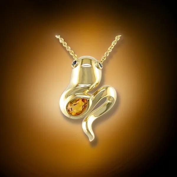 E.H. Collection .40 ct Citrine and Sapphire Tadpole Pendant 11289