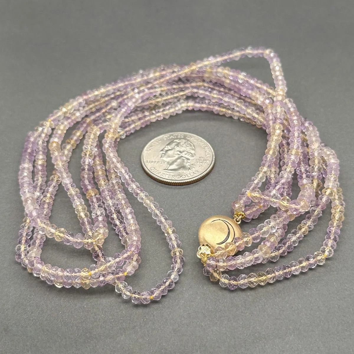 Estate 14K Y Gold Amethyst & Citrine Multistrand Necklace