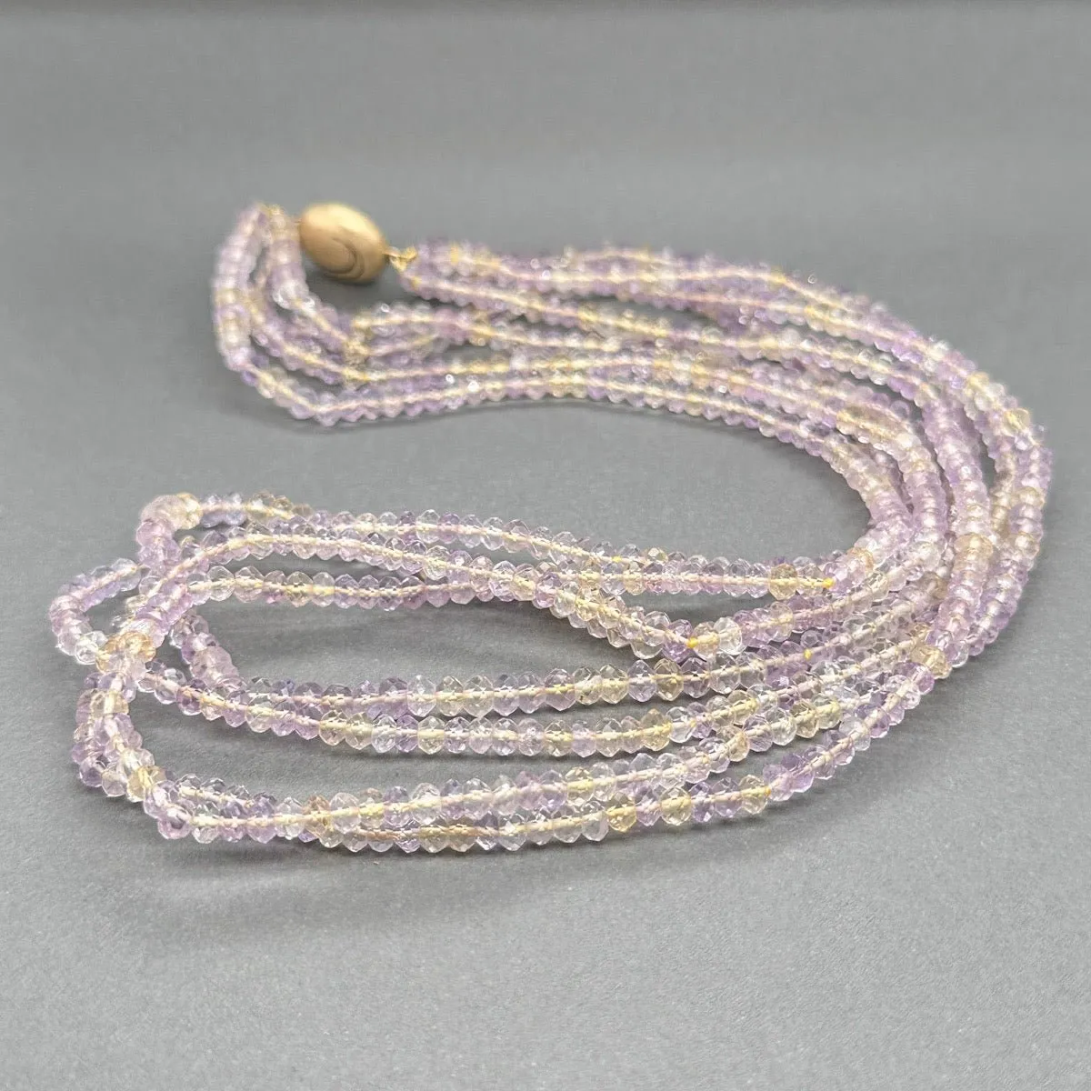 Estate 14K Y Gold Amethyst & Citrine Multistrand Necklace