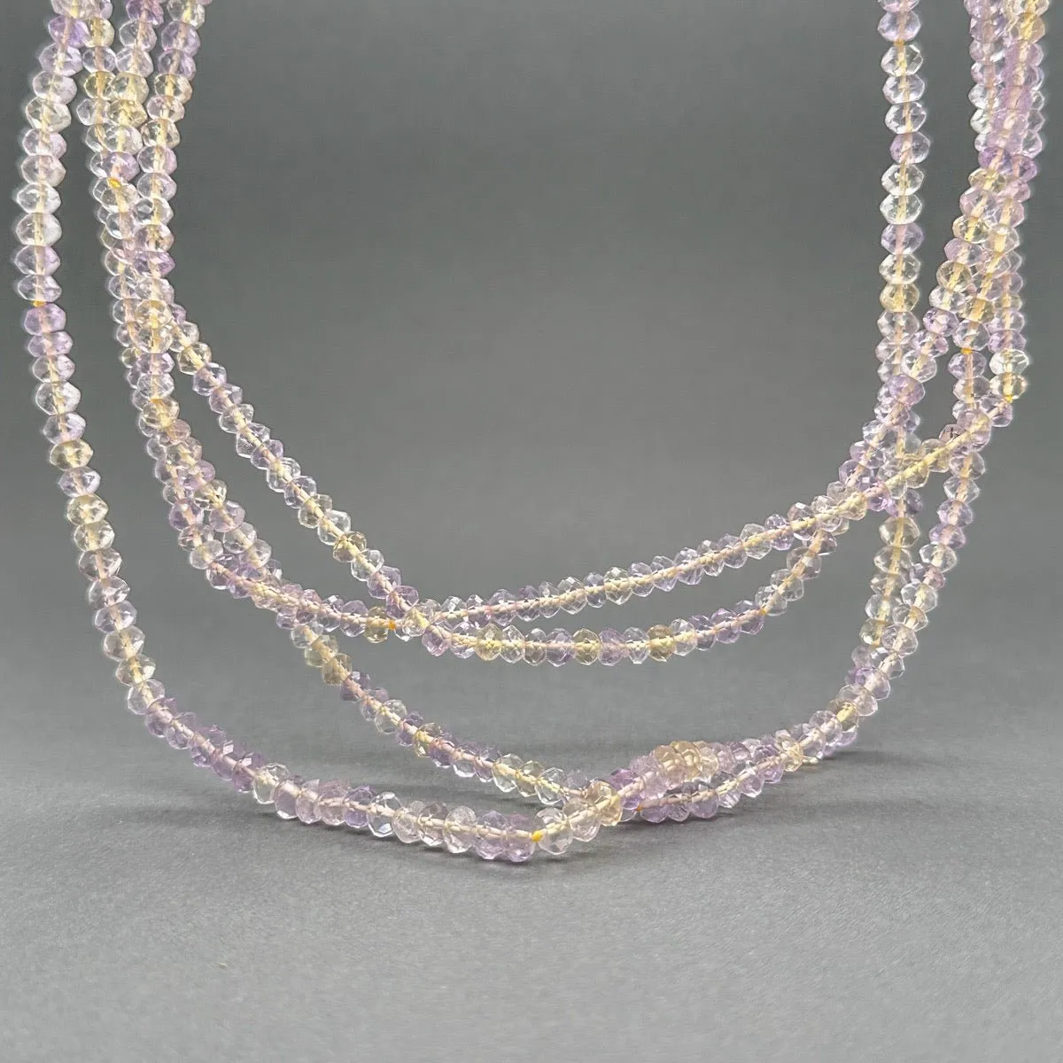 Estate 14K Y Gold Amethyst & Citrine Multistrand Necklace