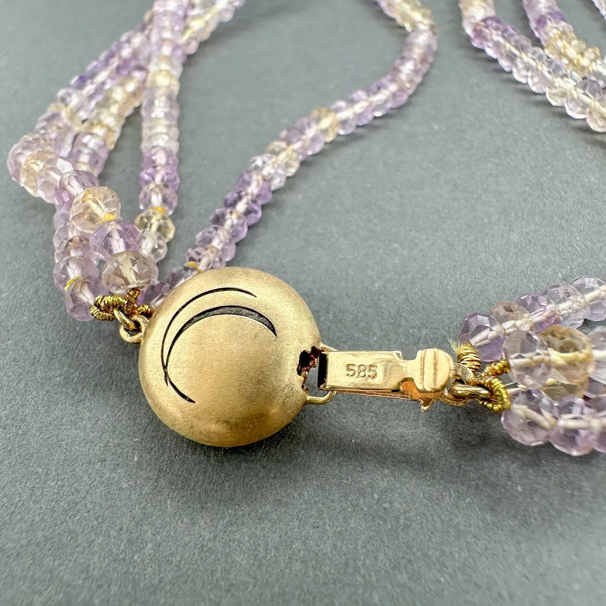 Estate 14K Y Gold Amethyst & Citrine Multistrand Necklace