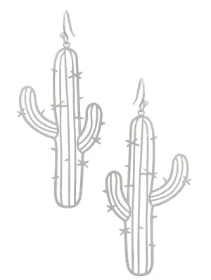 Fashion Western Cactus Earring,Womens Western Silver Tone Earring Set, Gift for Her