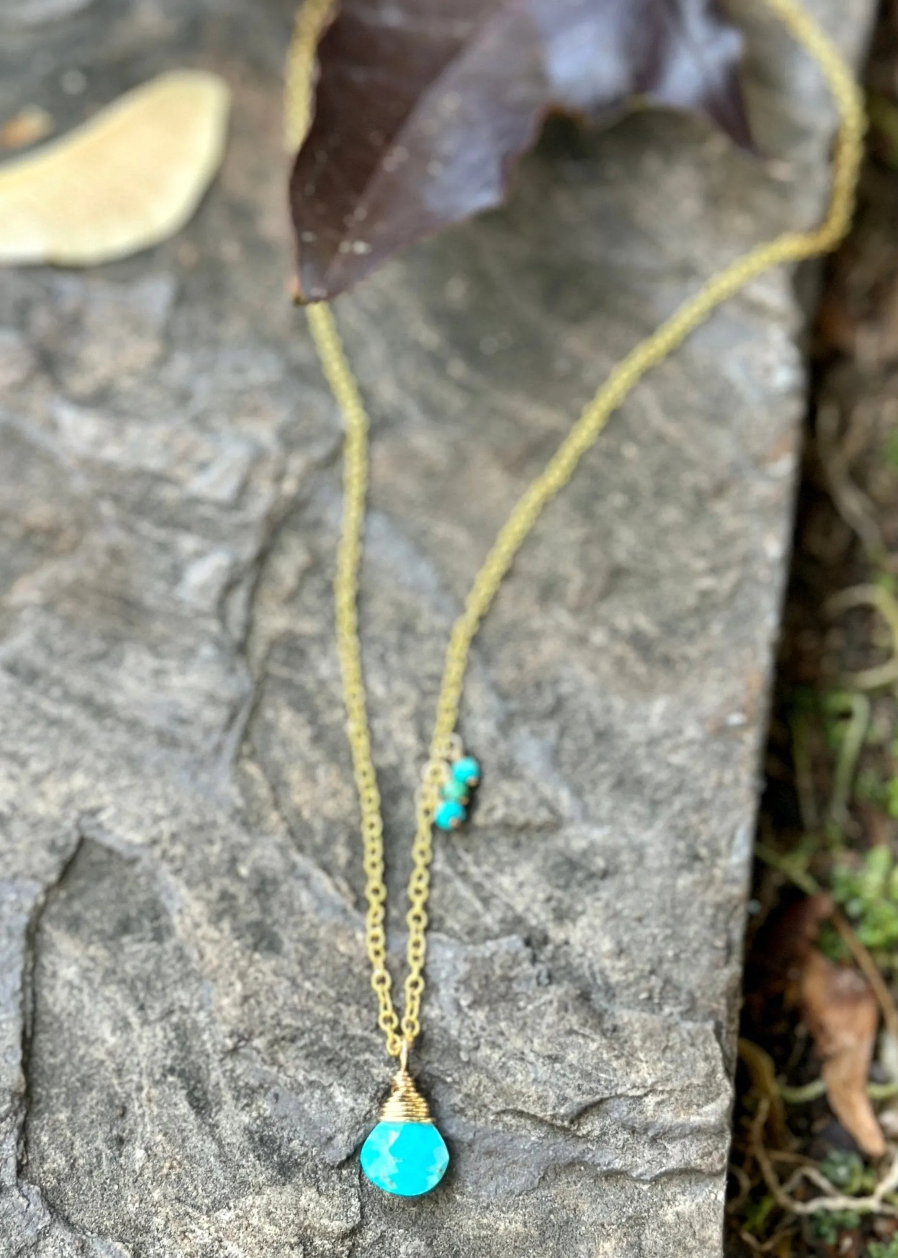 Golden Turquoise Drop Necklace