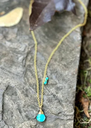 Golden Turquoise Drop Necklace