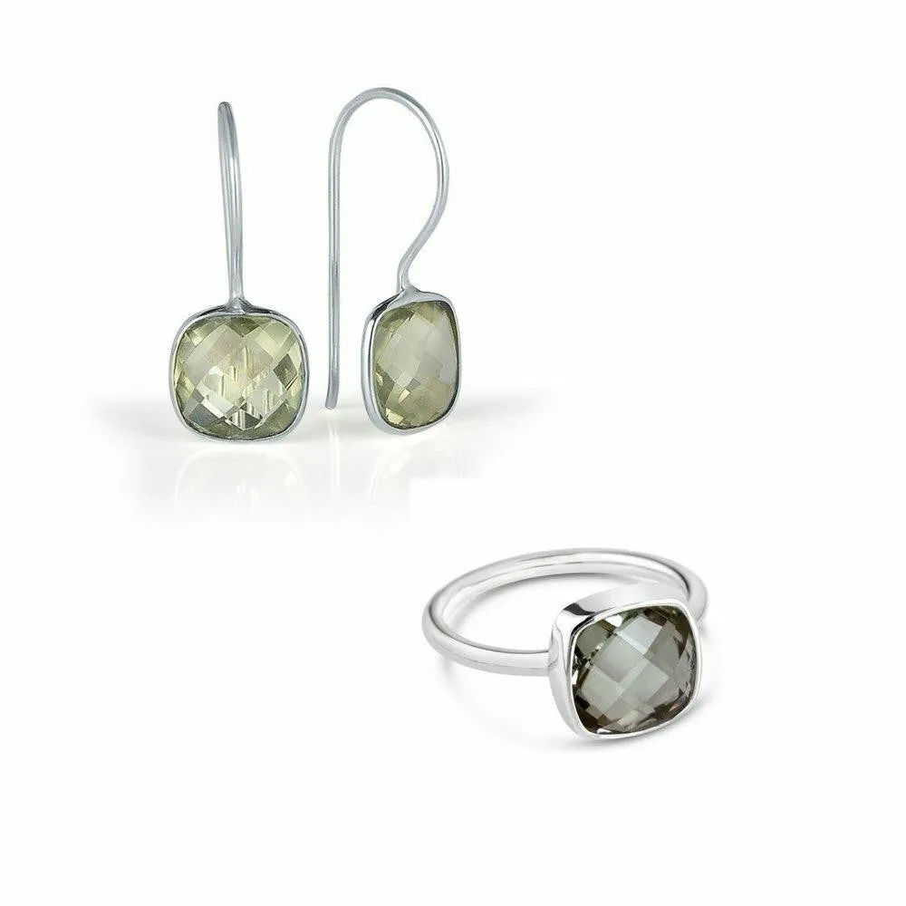 Green Amethyst Earrings | Silver