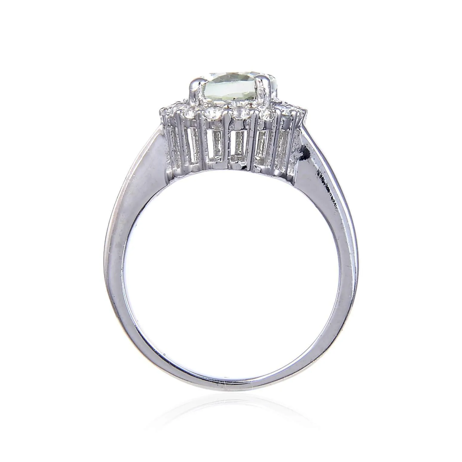 Green Amethyst Halo Ring
