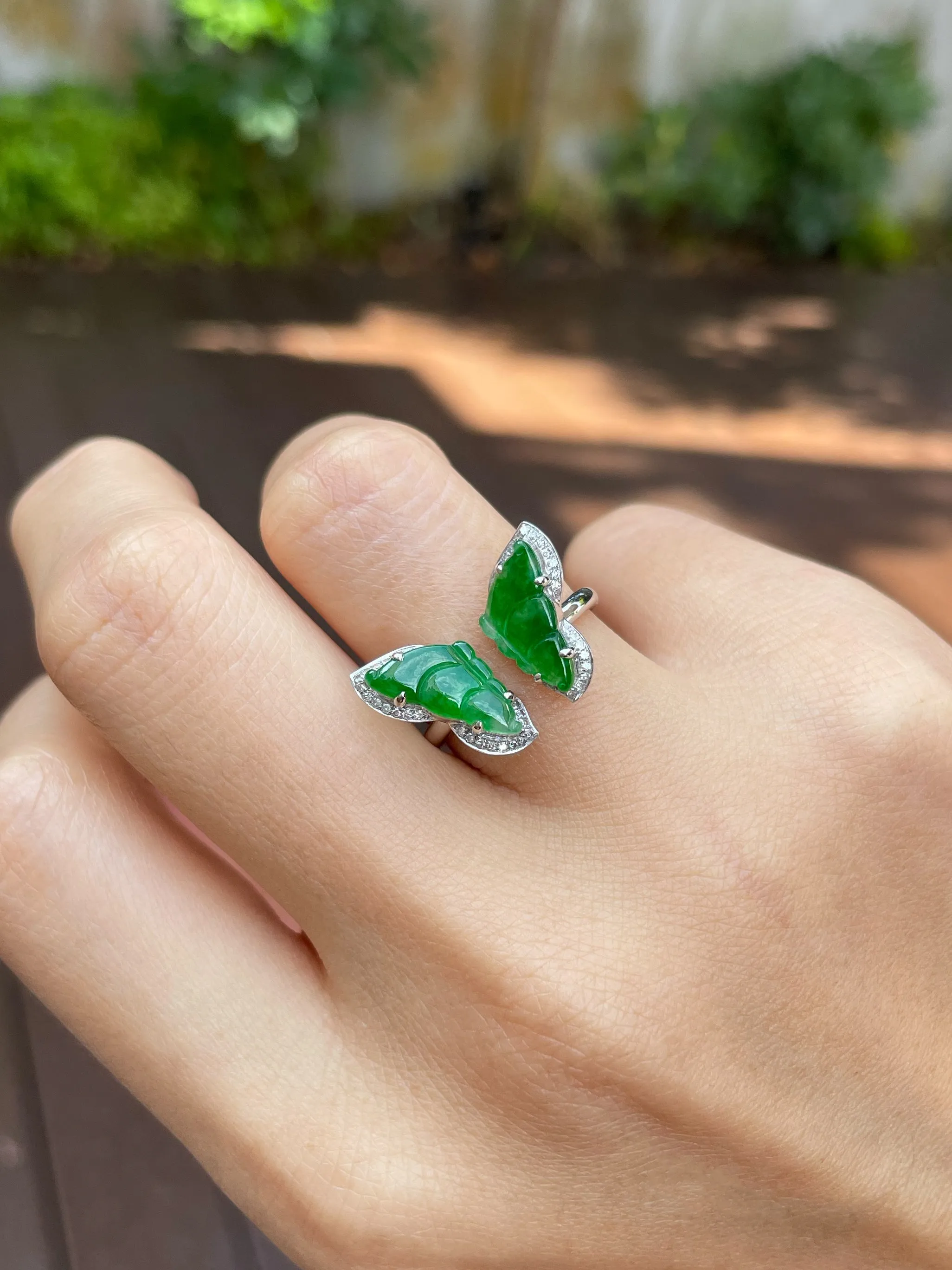 Green Jade Ring - Butterfly (NJR136)