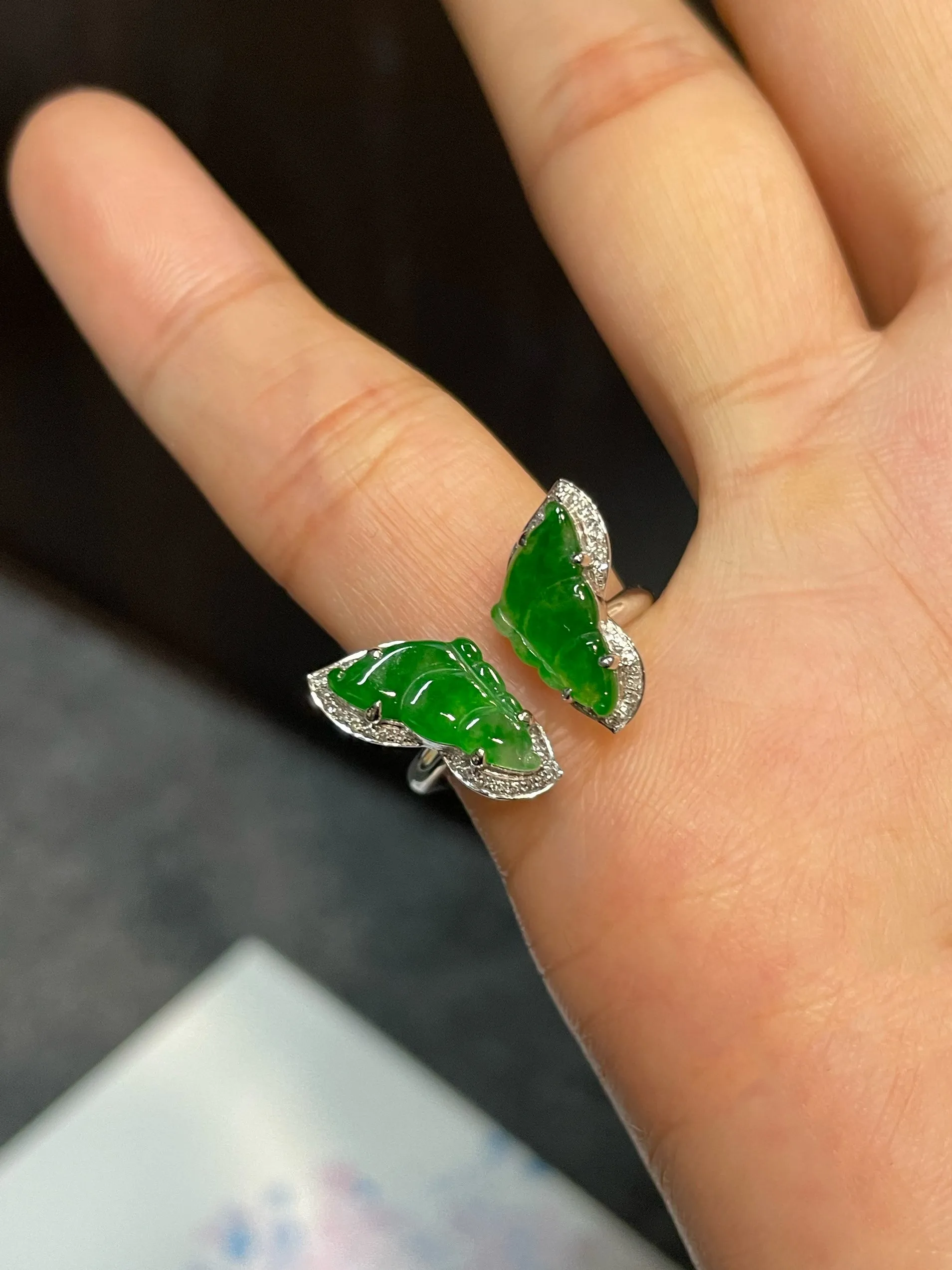 Green Jade Ring - Butterfly (NJR136)