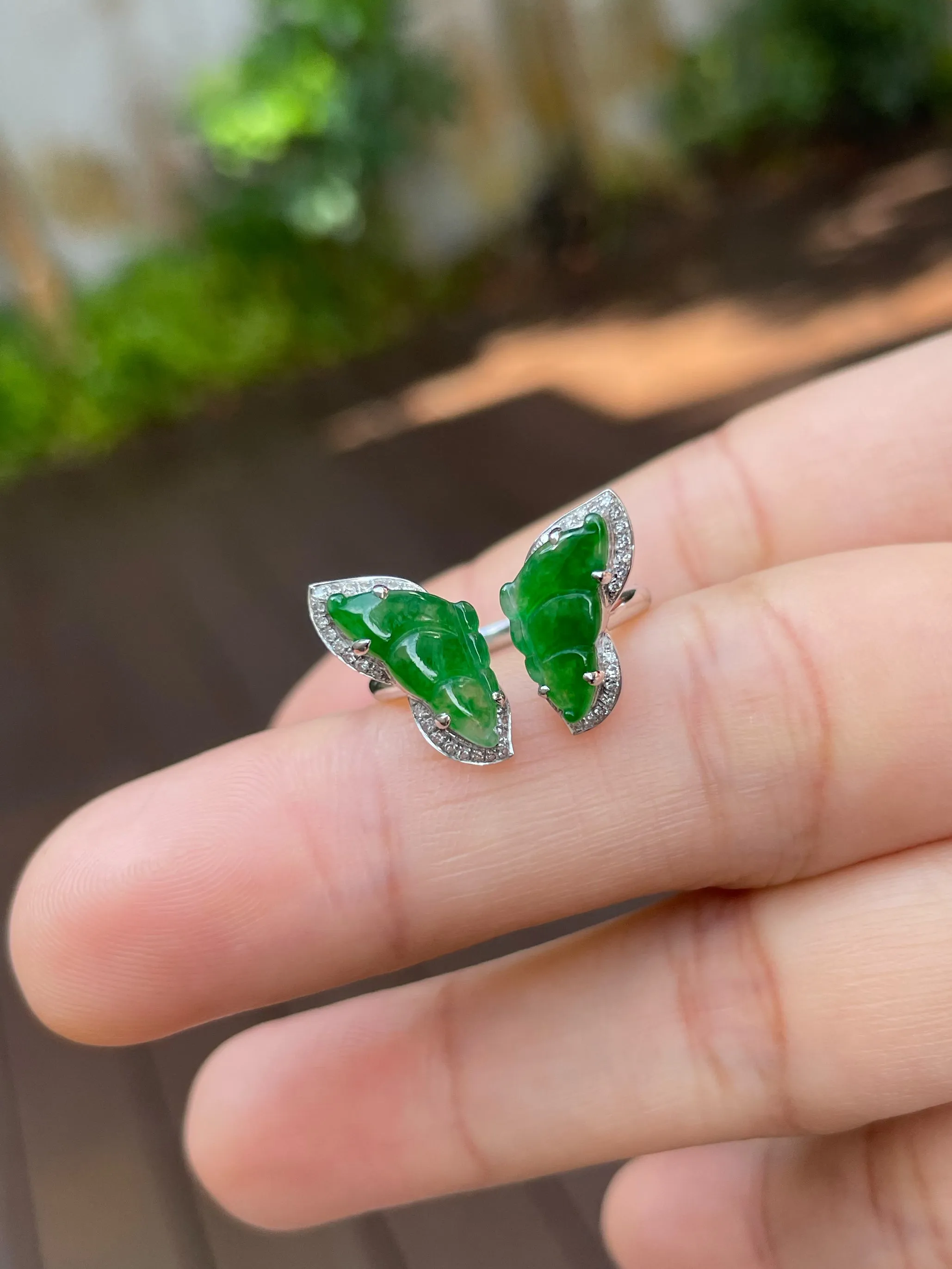 Green Jade Ring - Butterfly (NJR136)