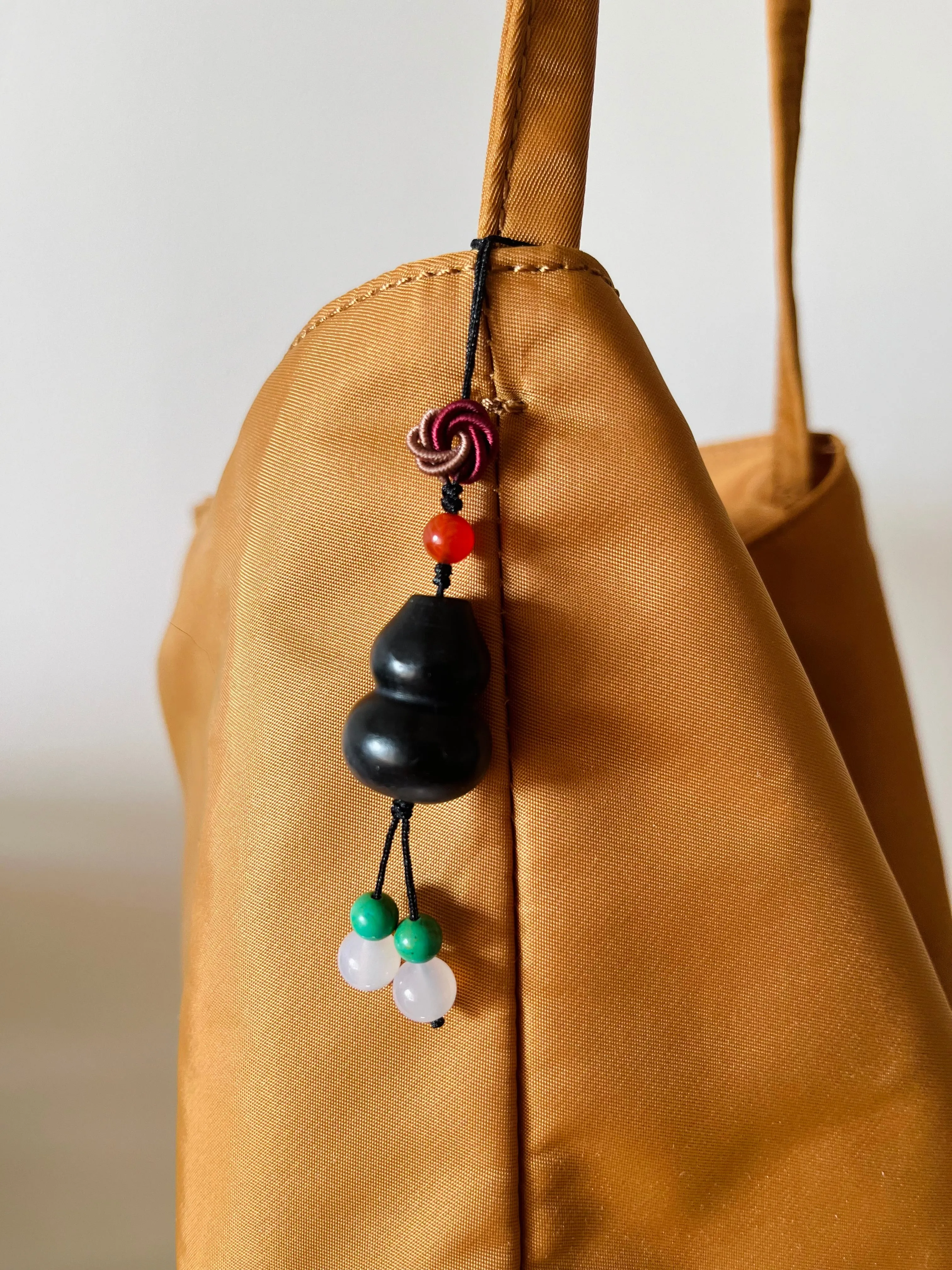 Handmade Phone Charm / Bag Charm with a Carved Jade Hulu