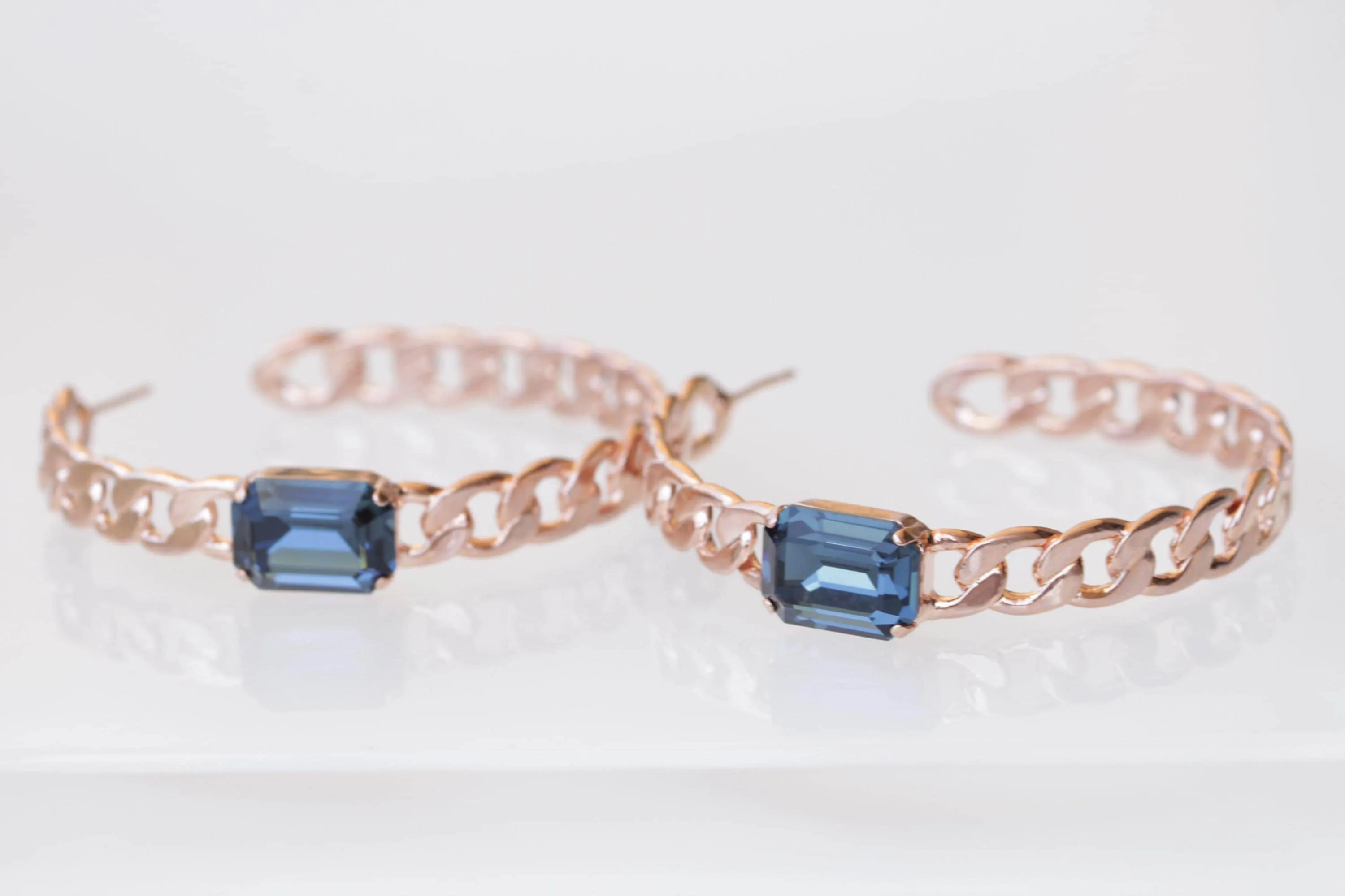 Hoop Rose Gold Chain Earrings