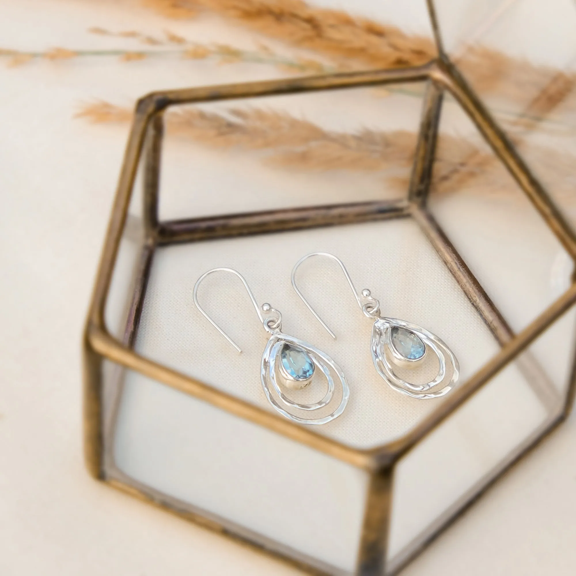 Infinity Universe Earrings - Blue Topaz