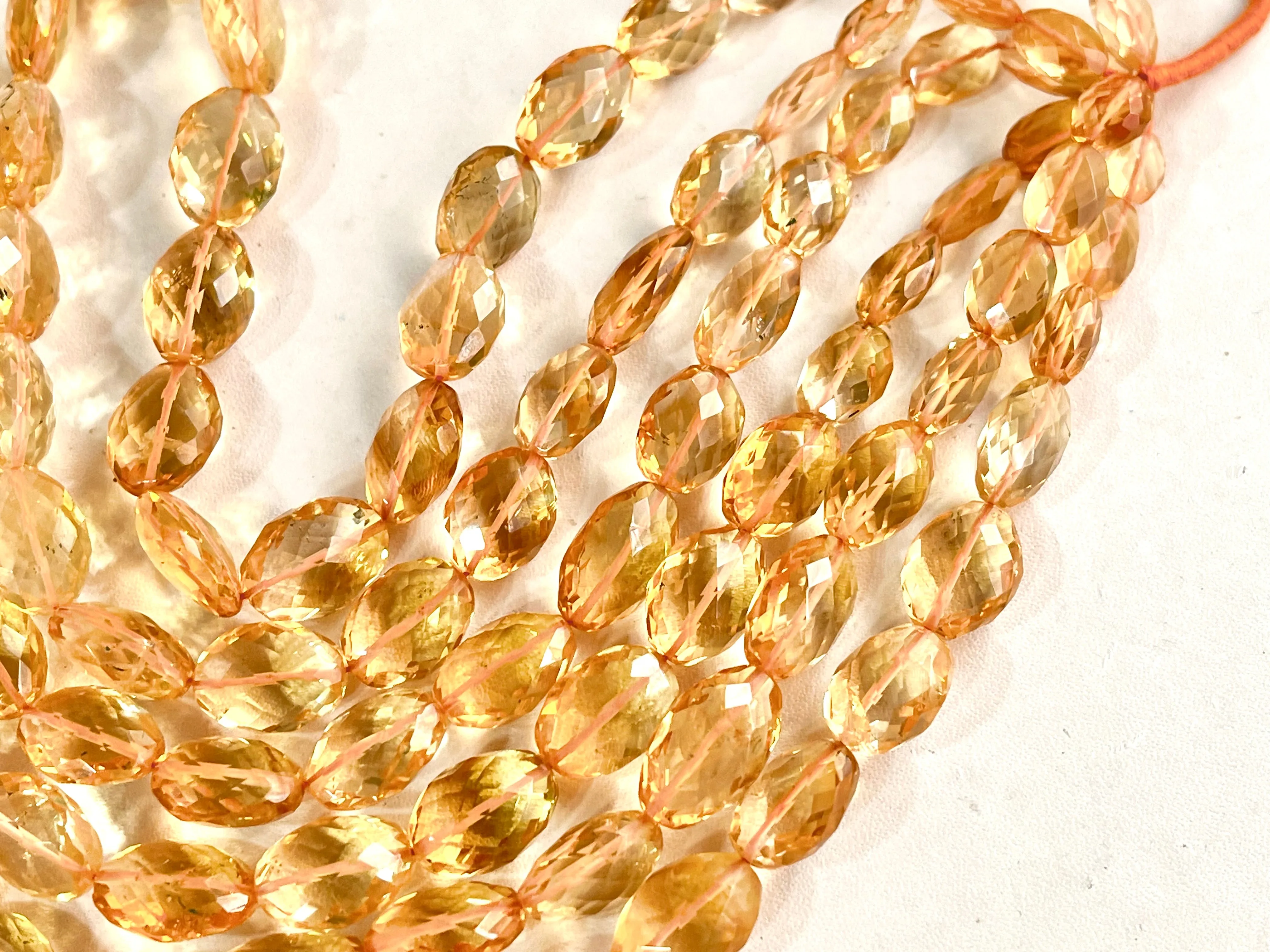 Natural Citrine faceted oval shape beads