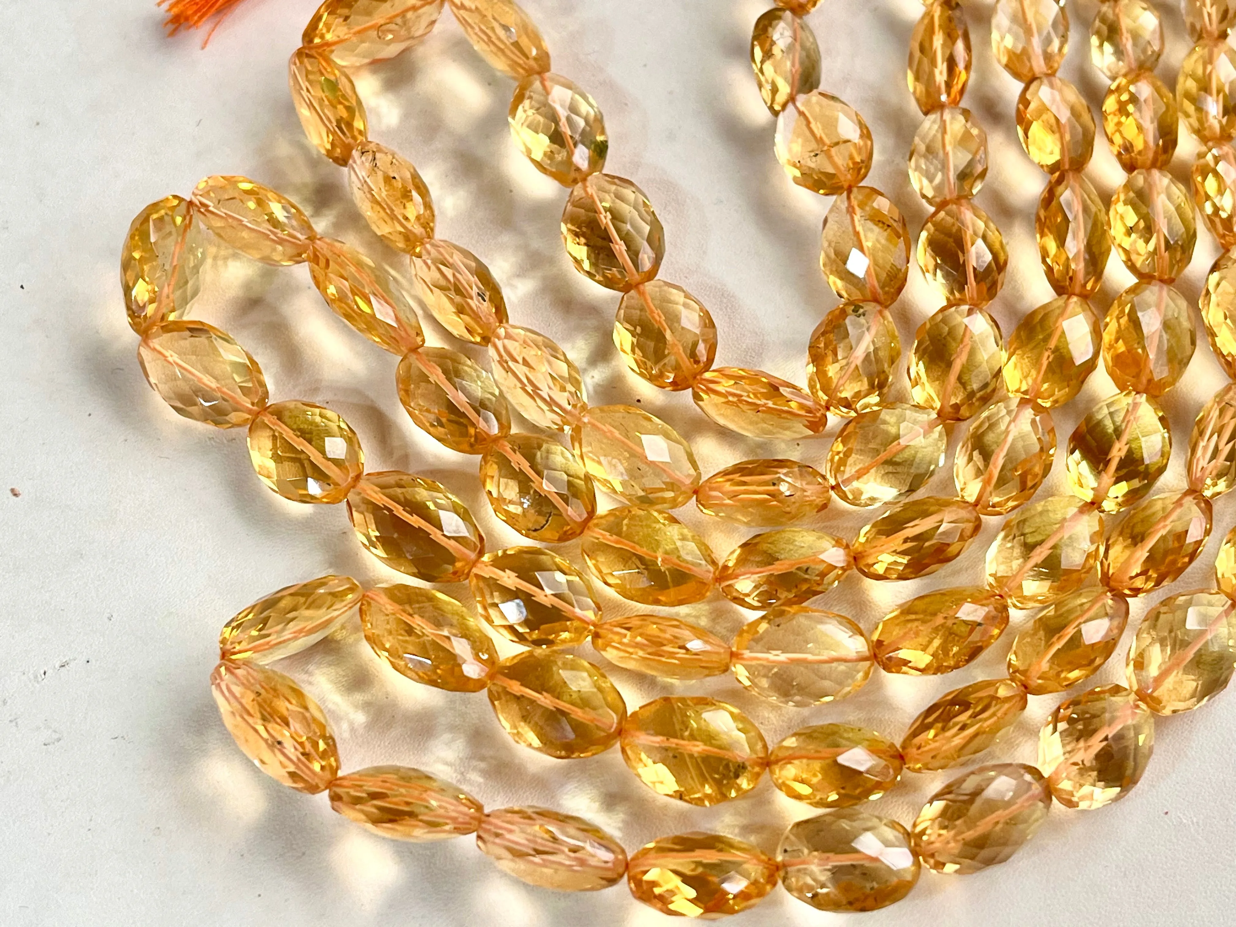Natural Citrine faceted oval shape beads