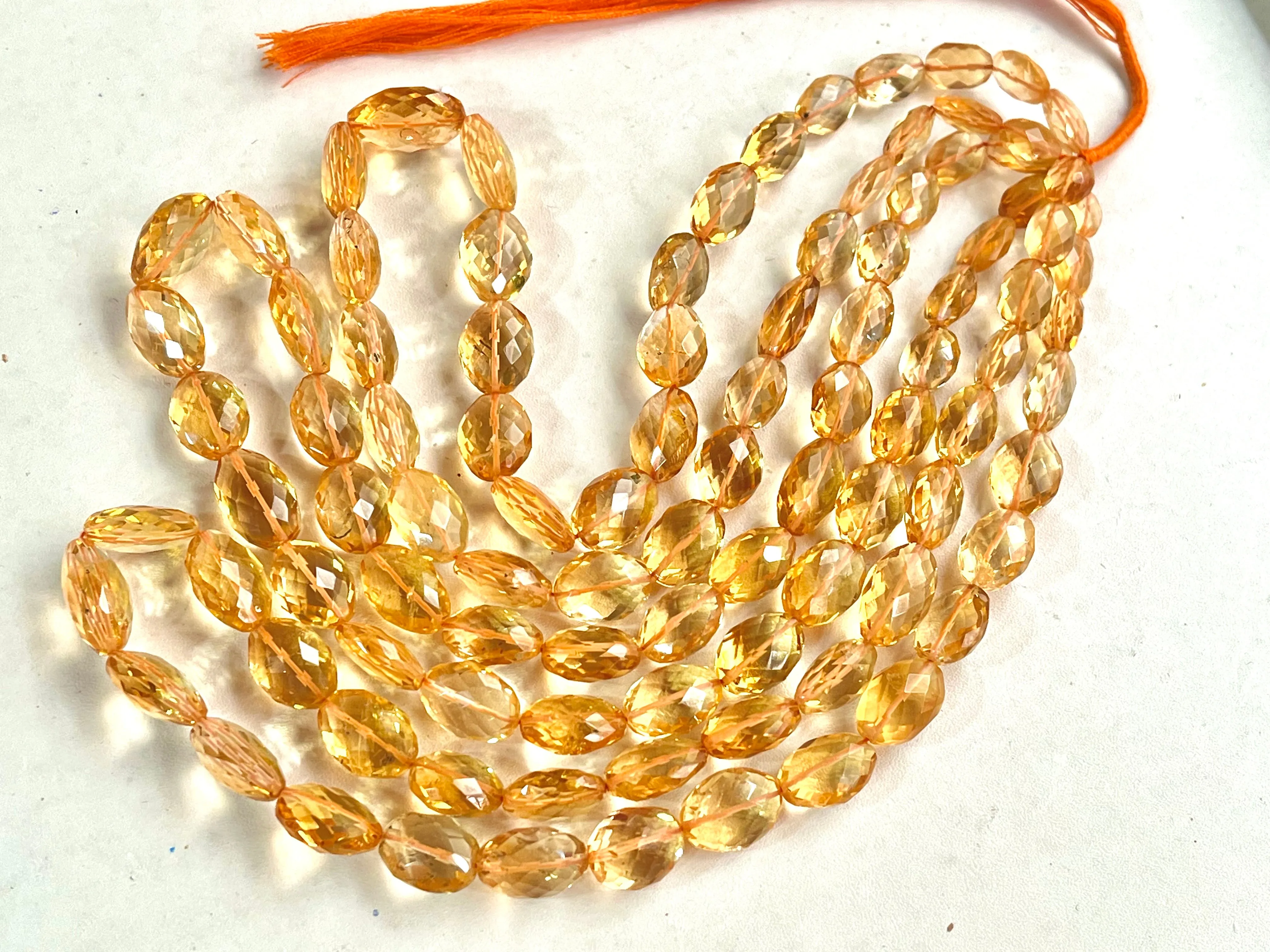 Natural Citrine faceted oval shape beads