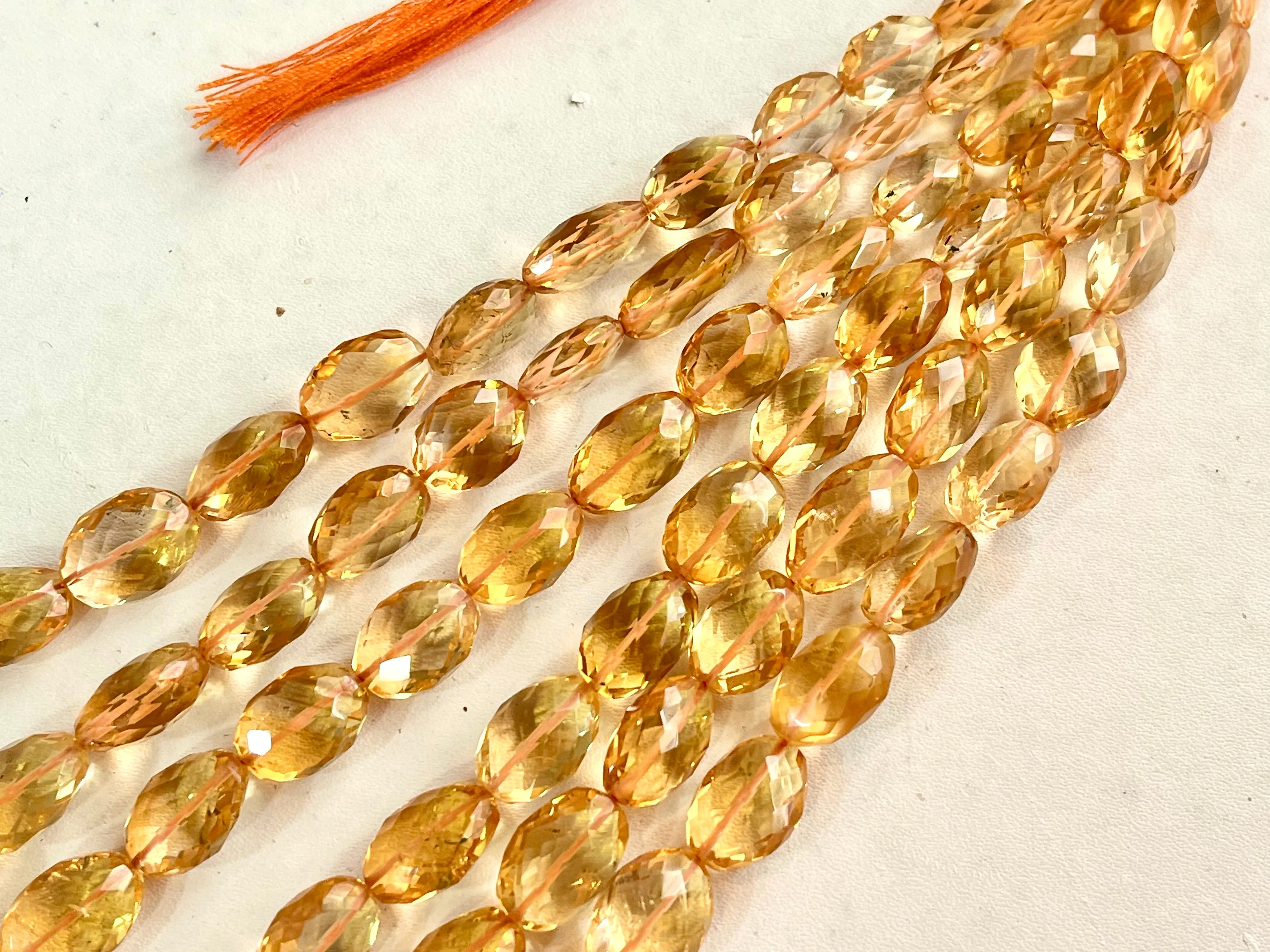 Natural Citrine faceted oval shape beads